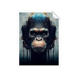 "Warren Reed - Designer Gorilla Face Splashart Unframed Art Print - Size: W8"" x H10""" - thumbnail 1