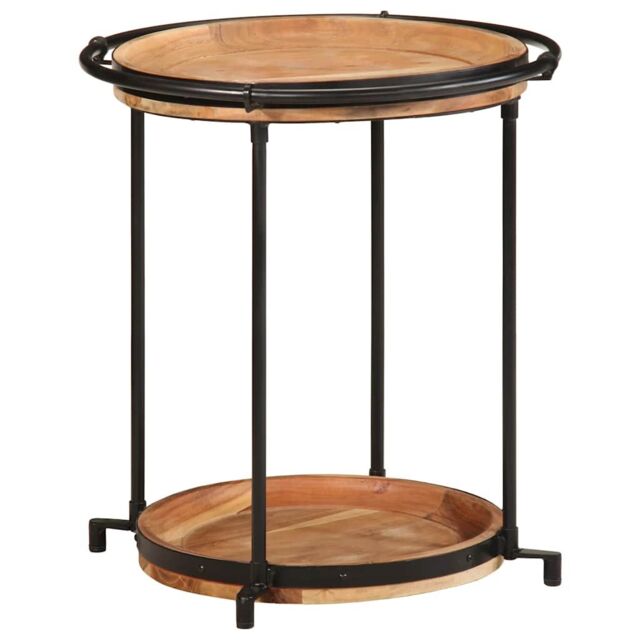 Berkfield Home Side Table √ò55x60 cm Solid Wood Acacia in Brown - Size: 55x60 cm - image 1