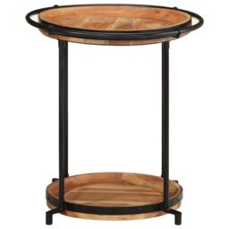 Berkfield Home Side Table √ò55x60 cm Solid Wood Acacia in Brown - Size: 55x60 cm - thumbnail 2