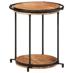 Berkfield Home Side Table √ò55x60 cm Solid Wood Acacia in Brown - Size: 55x60 cm - thumbnail 9