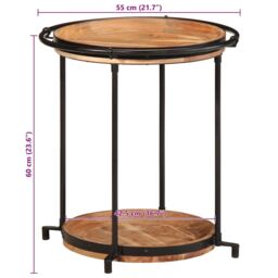 Berkfield Home Side Table √ò55x60 cm Solid Wood Acacia in Brown - Size: 55x60 cm - thumbnail 8