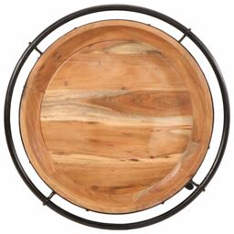 Berkfield Home Side Table √ò55x60 cm Solid Wood Acacia in Brown - Size: 55x60 cm - thumbnail 3
