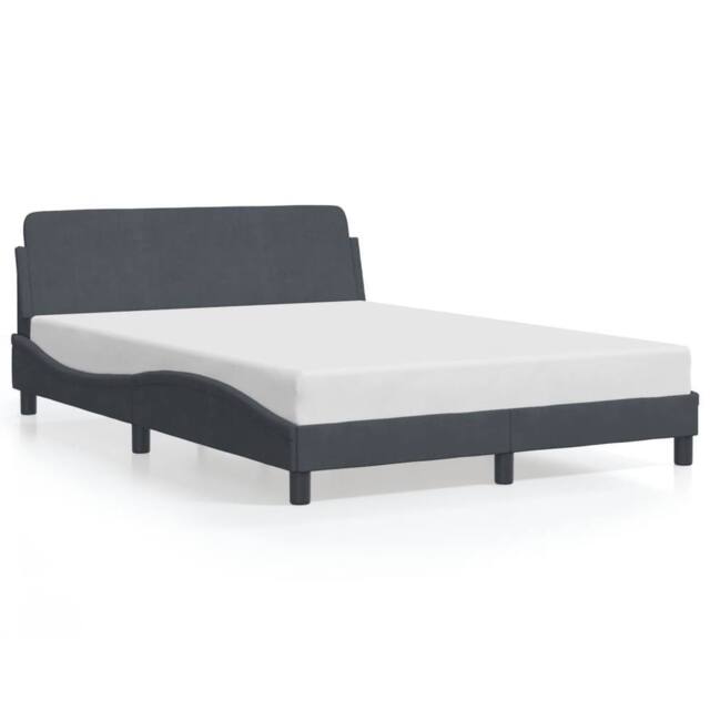 Berkfield Home Bed Frame without Mattress Dark Grey 135x190 cm Double Velvet - image 1