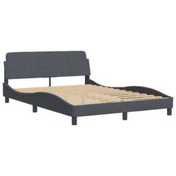 Berkfield Home Bed Frame without Mattress Dark Grey 135x190 cm Double Velvet - thumbnail 3