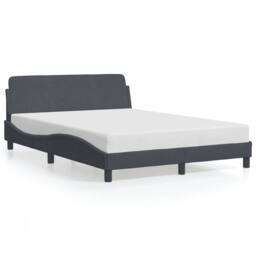Berkfield Home Bed Frame without Mattress Dark Grey 135x190 cm Double Velvet - thumbnail 1