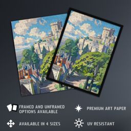 "Artery8 View of Windsor Castle Oil Painting Royal Family Wall Art Print - Size: W24"" x H32""" - thumbnail 2