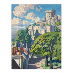 "Artery8 View of Windsor Castle Oil Painting Royal Family Wall Art Print - Size: W24"" x H32""" - thumbnail 1