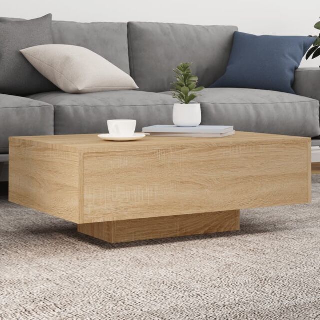 Berkfield Home Coffee Table with LED Lights Sonoma Oak 85x55x31 cm in Brown - Size: 85 x 55 x 31 cm - image 1