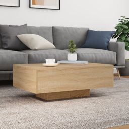 Berkfield Home Coffee Table with LED Lights Sonoma Oak 85x55x31 cm in Brown - Size: 85 x 55 x 31 cm - thumbnail 4