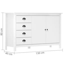 Berkfield Home Sideboard Hill White 130x40x80 cm Solid Pine Wood - Size: 130 x 40 x 80 cm - thumbnail 4
