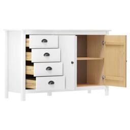 Berkfield Home Sideboard Hill White 130x40x80 cm Solid Pine Wood - Size: 130 x 40 x 80 cm - thumbnail 3