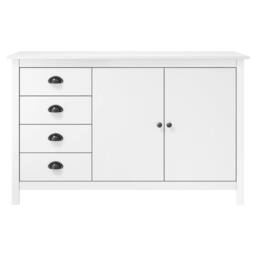 Berkfield Home Sideboard Hill White 130x40x80 cm Solid Pine Wood - Size: 130 x 40 x 80 cm - thumbnail 1