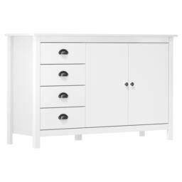 Berkfield Home Sideboard Hill White 130x40x80 cm Solid Pine Wood - Size: 130 x 40 x 80 cm - thumbnail 2