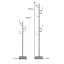 Costway Freestanding Coat Rack Cactus Coat Tree w/8 Hooks Metal Hanger Stand in Silver - thumbnail 2