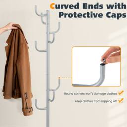 Costway Freestanding Coat Rack Cactus Coat Tree w/8 Hooks Metal Hanger Stand in Silver - thumbnail 9