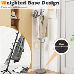 Costway Freestanding Coat Rack Cactus Coat Tree w/8 Hooks Metal Hanger Stand in Silver - thumbnail 8