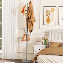 Costway Freestanding Coat Rack Cactus Coat Tree w/8 Hooks Metal Hanger Stand in Silver - thumbnail 4