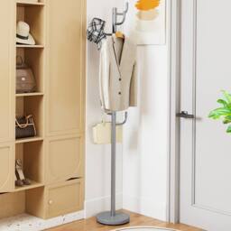 Costway Freestanding Coat Rack Cactus Coat Tree w/8 Hooks Metal Hanger Stand in Silver - thumbnail 6