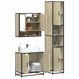 Berkfield Home 3 Piece Bathroom Furniture Set Sonoma Oak Engineered Wood in Brown - thumbnail 1