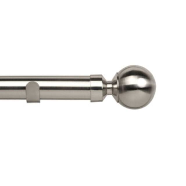 New Edge Blinds 28mm Ball End Eyelet Metal Curtain Pole Set in Metallic Silver - Size: 70 cm - image 1
