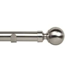 New Edge Blinds 28mm Ball End Eyelet Metal Curtain Pole Set in Metallic Silver - Size: 70 cm - thumbnail 1