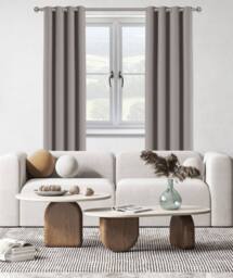 New Edge Blinds 28mm Ball End Eyelet Metal Curtain Pole Set in Metallic Silver - Size: 70 cm - thumbnail 2