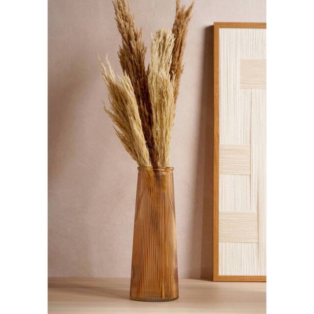Hestia Tapered Ribbed Glass Vase - Brown - image 1