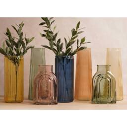 Hestia Tapered Ribbed Glass Vase - Brown - thumbnail 5