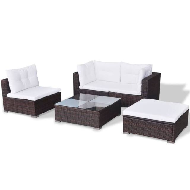 Berkfield Home Modern 5 Piece Garden Lounge Set with Cushions Poly Rattan Brown - image 1