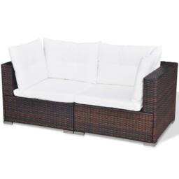 Berkfield Home Modern 5 Piece Garden Lounge Set with Cushions Poly Rattan Brown - thumbnail 6