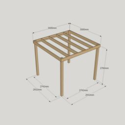 Rutland County Garden Furniture Ltd Box Pergola - Wood - L300 x W300 x H270 cm - Rustic Brown in Light Green - thumbnail 3