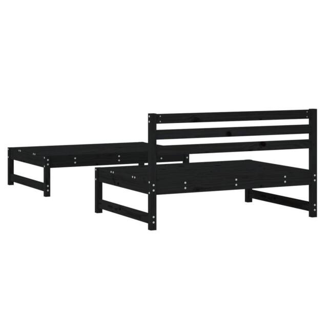 Berkfield Home Beautiful 2 Piece Garden Lounge Set Black Solid Wood Pine - image 1