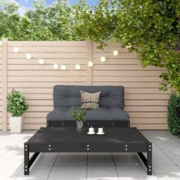 Berkfield Home Beautiful 2 Piece Garden Lounge Set Black Solid Wood Pine - thumbnail 2