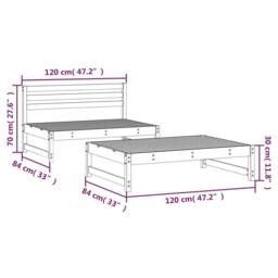 Berkfield Home Beautiful 2 Piece Garden Lounge Set Black Solid Wood Pine - thumbnail 7