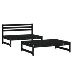 Berkfield Home Beautiful 2 Piece Garden Lounge Set Black Solid Wood Pine - thumbnail 3