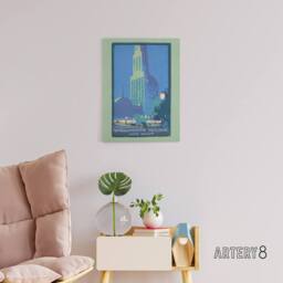 "Artery8 Woolworth Building June Night Elmer Canvas Wall Art Print in Blue - Size: W18"" x H24""" - thumbnail 3