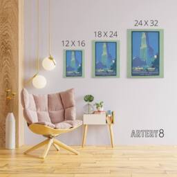 "Artery8 Woolworth Building June Night Elmer Canvas Wall Art Print in Blue - Size: W18"" x H24""" - thumbnail 4