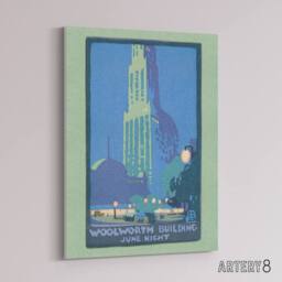 "Artery8 Woolworth Building June Night Elmer Canvas Wall Art Print in Blue - Size: W18"" x H24""" - thumbnail 2