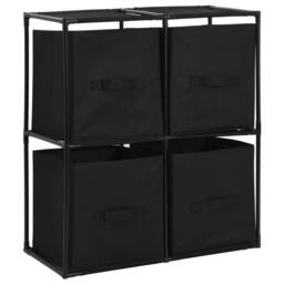 Berkfield Home Storage Cabinet with 4 Fabric Baskets Black 63x30x71 cm Steel - Size: 63 x 30 x 71 cm