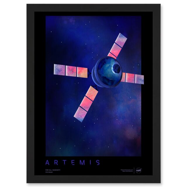 Artery8 NASA Artemis Moon Mission Courageous Lunar Space Travel Destination Poster Artwork Framed Wall Art Print A4 in Black - image 1
