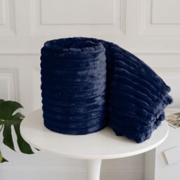 HomeSpace Direct Chunky Cord Blanket/Throw in Navy - Size: 150 cm x 200 cm