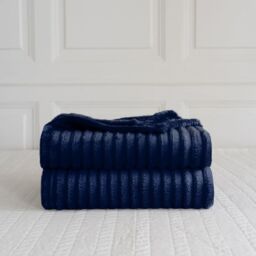 HomeSpace Direct Chunky Cord Blanket/Throw in Navy - Size: 150 cm x 200 cm - thumbnail 2