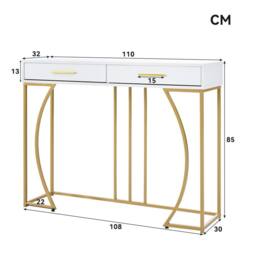 BTM Console table with 2 drawers for hallway or living room in White - thumbnail 7