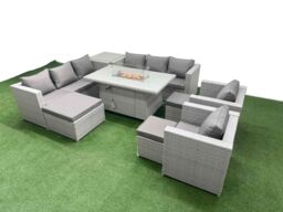 Fimous 11 Seat PE Rattan Lounge Sofa Set Outdoor Garden Furniture Sets in Light Grey - thumbnail 2