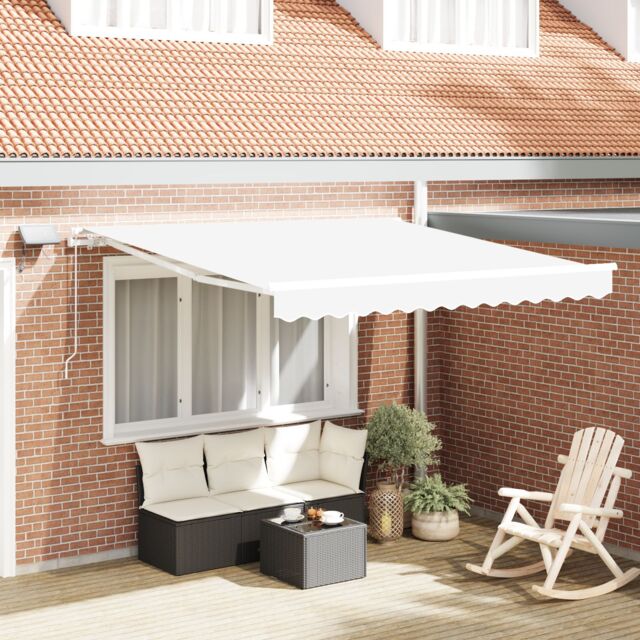Berkfield Home Manual Retractable Awning with LED White 300x250 cm - image 1