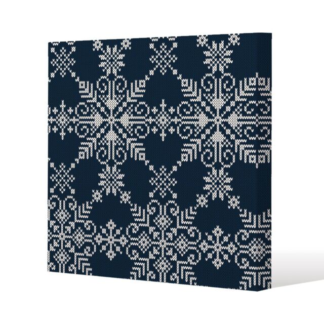 Benjamin Tate Design Knitted pattern of white snowflakes (canvas) / 101 x 101 x 4cm in Natural - Size: 101 x 101 x 4 cm - image 1