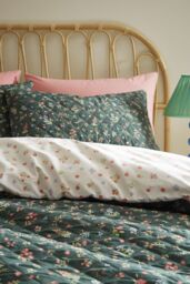 Fusion 'Nelly' Floral Print Textured Finish Duvet Cover Set in Green - Size: Double - thumbnail 2