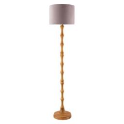 Happy Homewares Traditional Oak Wood Standing Floor Lamp Base with Bamboo Pole Design in Brown - thumbnail 5