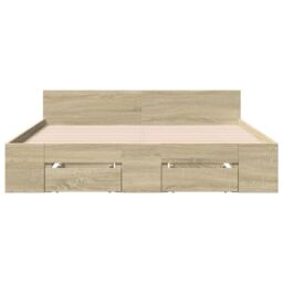 Berkfield Home Bed Frame with Drawers without Mattress Sonoma Oak 160x200 cm in Brown - thumbnail 4