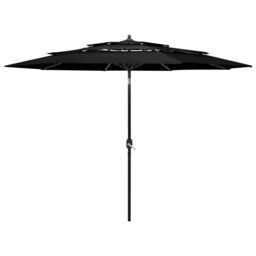 Berkfield Home 3-Tier Parasol with Aluminium Pole Black 3 m - thumbnail 1
